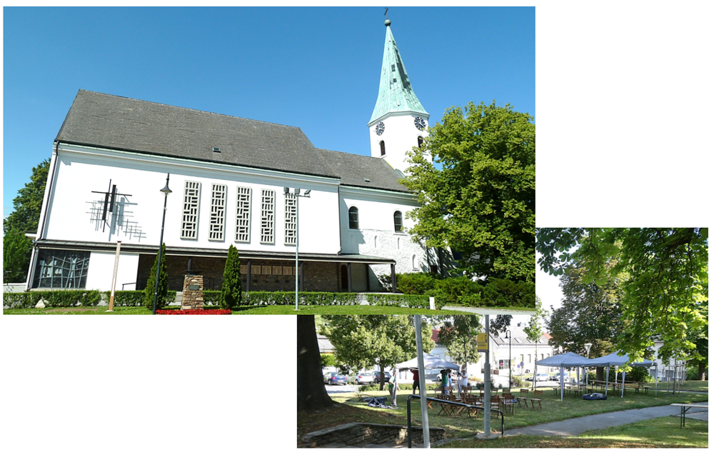 Kirche und Kirchenpark in Gänserndorf