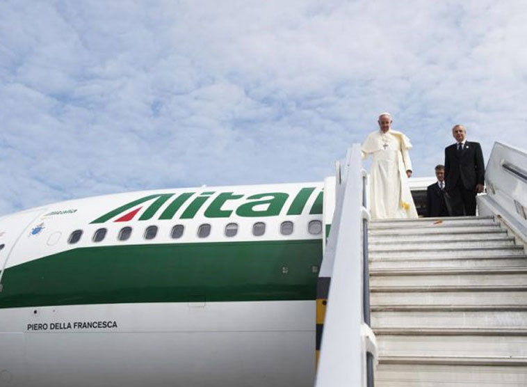 Papst Franziskus vor dem Rückflug