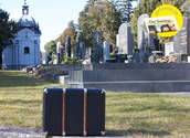 Ein Koffer am Friedhof / http://www.letztereise.at / Lang