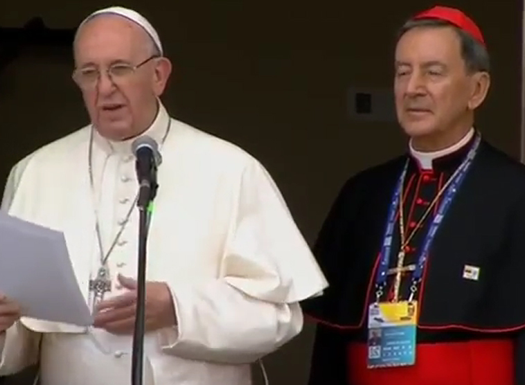 Franziskus bei Begegnung am Sitz des Erzbischofs von Bogota.