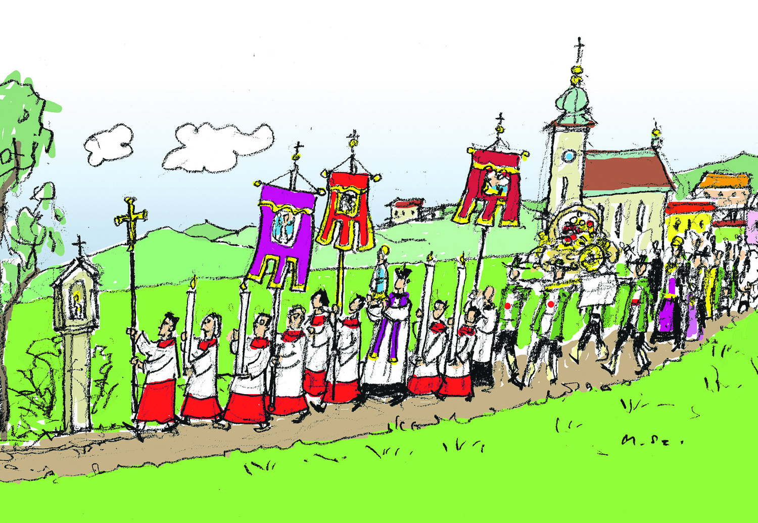 Zeichnung Prozession