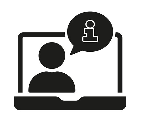 Video Call Information Icon Set. Online Communication And Virtual Meeting Outline And Silhouette Symbol Collection. Digital Interaction And Customer Support. Isolated Vector Illustration.