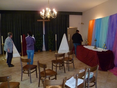 Vorbereitungsarbeiten zur Langen Nacht der Kirchen 2015