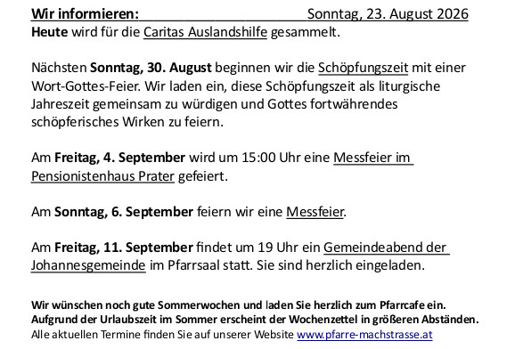 Wochenzettel Seite 4 / Pfarre Machstraße