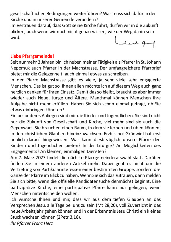 Pfarrblatt Seite 2 / Pfarre Machstraße
