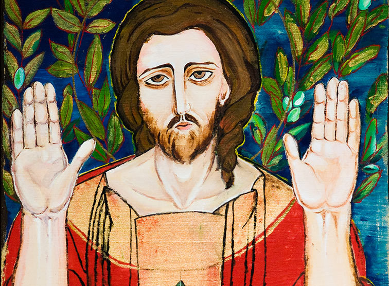 Jesus betet im Garten Getsemani; Kreuzweg - modern adaptierter byzantinischer Stil