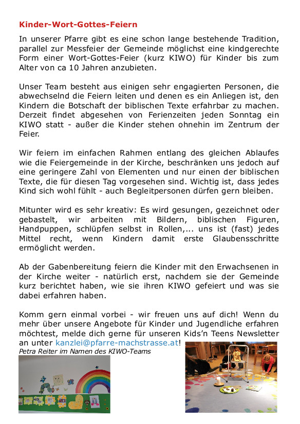 Pfarrblatt Seite 2 / Pfarre Machstraße