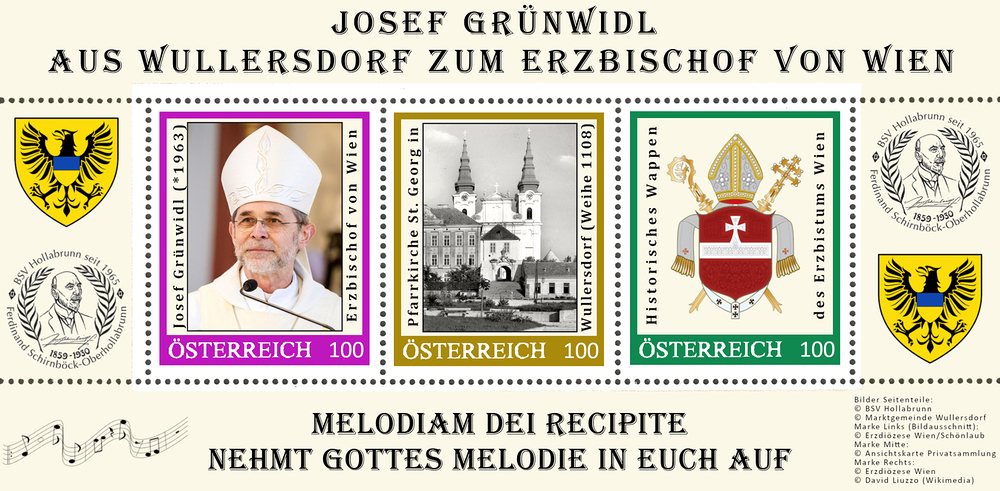 Sonderbriefmarke für Erzbischof Josef Grünwidl beim Marktfest in Wullersdorf