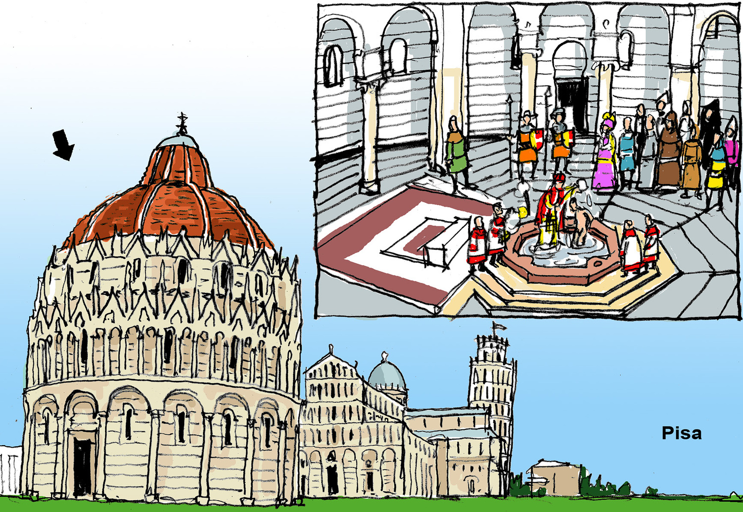 Zeichnung Baptisterium