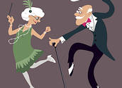 Cartoon elderly couple dancing the Charleston, EPS 8 vector illustration